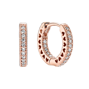 Pendientes de Aro Corazón en Pavé