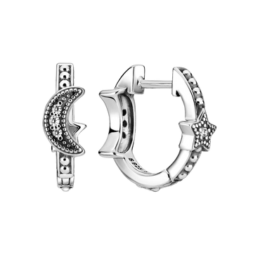 Pendientes de Aro de Esferas, Luna Creciente y Estrellas