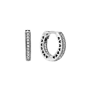 Pendientes de aro en plata de ley Corazones de Pandora pequeños