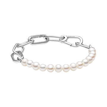 Pulsera Cadena de Eslabones y Perlas Cultivadas de Agua Dulce Pandora ME