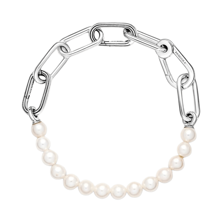 Pulsera Cadena de Eslabones y Perlas Cultivadas de Agua Dulce Pandora ME