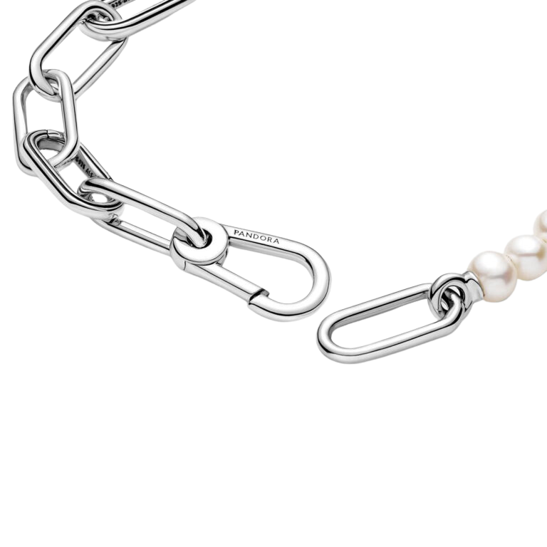 Pulsera Cadena de Eslabones y Perlas Cultivadas de Agua Dulce Pandora ME