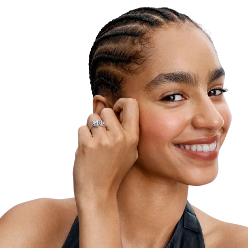 Anillo Corazones Halo Brillante