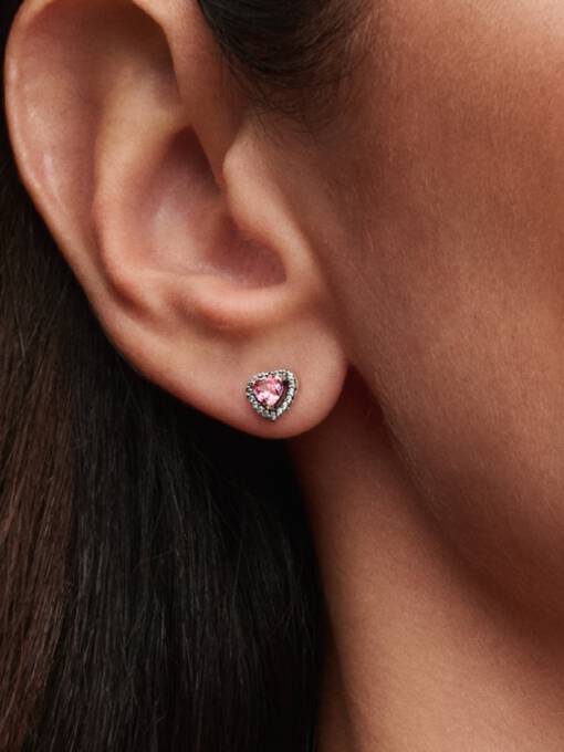 Pendientes de Botón Corazón Rosa