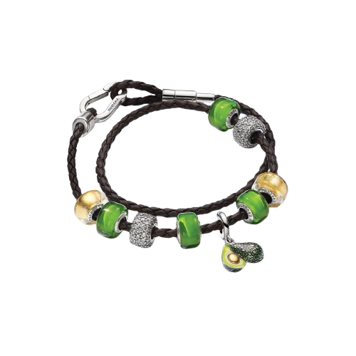 Pulsera Pandora Moments en Cuero Trenzado Doble Marrón