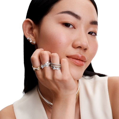 Anillo Banda Cruzada Lazo Brillante