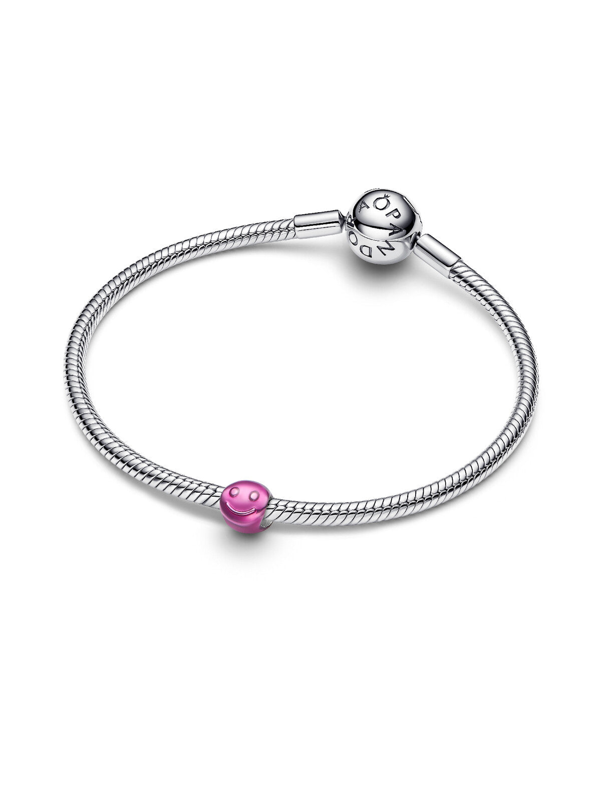 Charm Mini Cara Feliz Rosa en pulsera Pandora