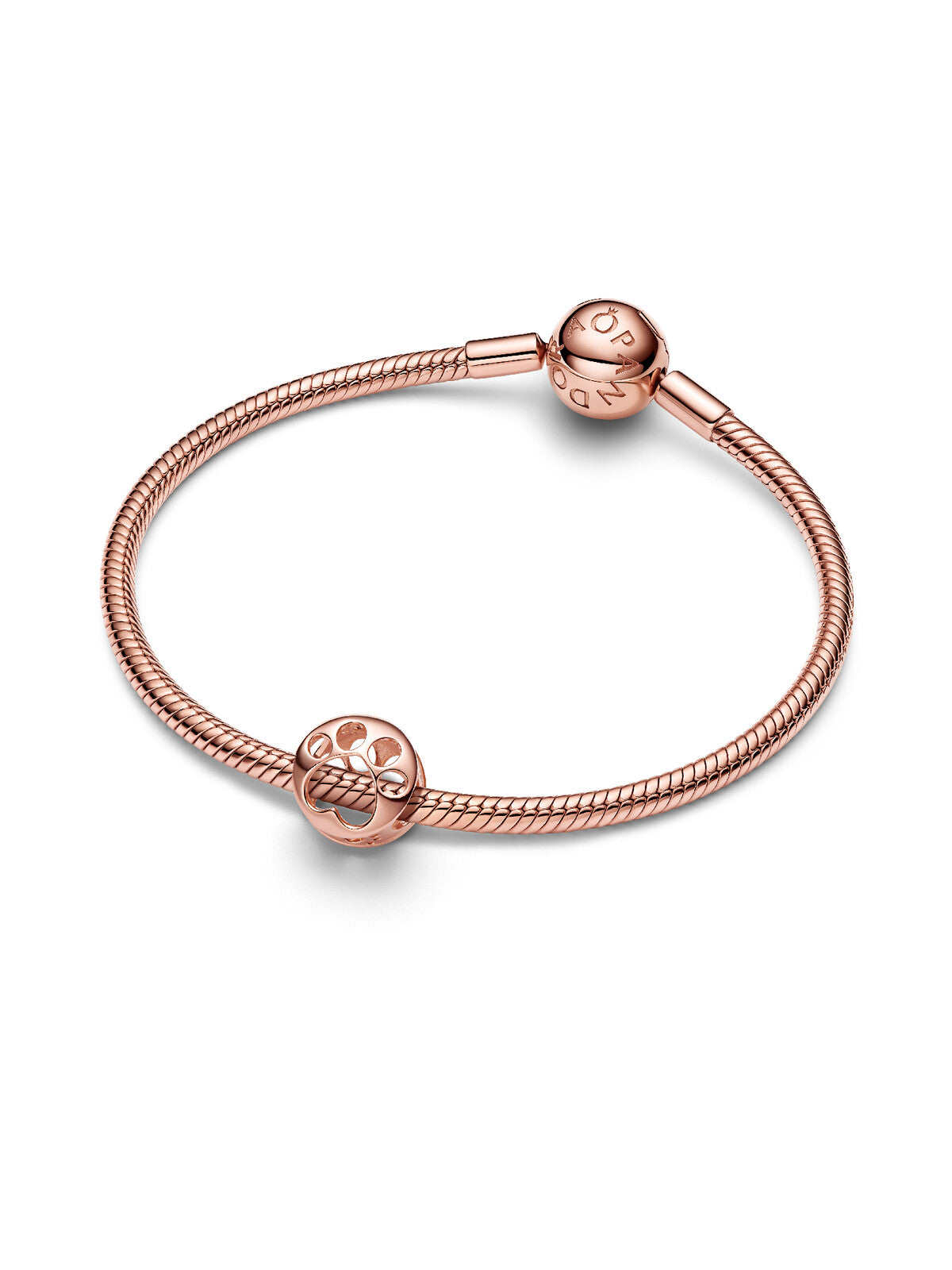 Charm Huella Corazón Calado Rose en pulsera Pandora