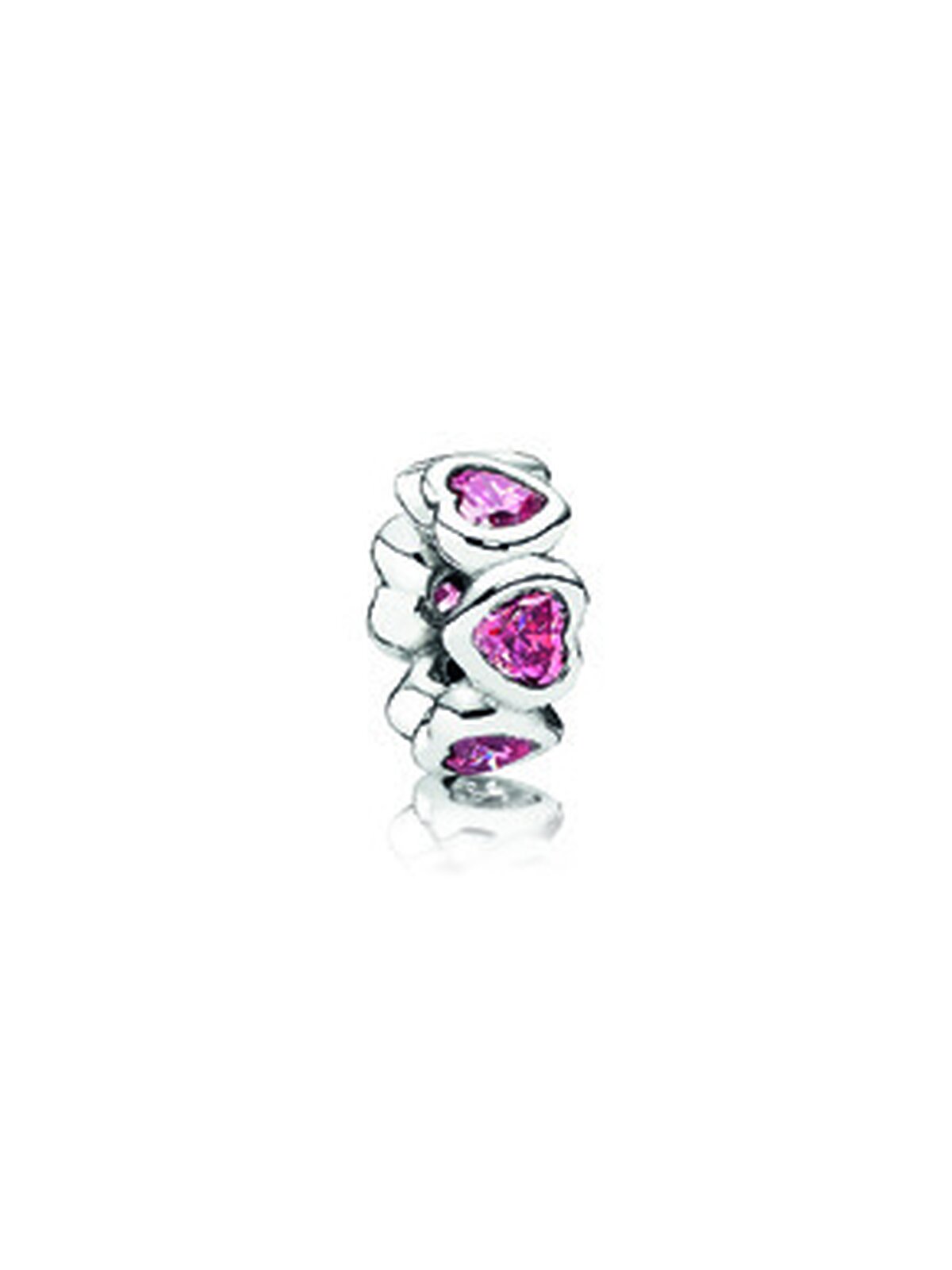 Charm Separador Pandora Corazones Brillantes Rosa