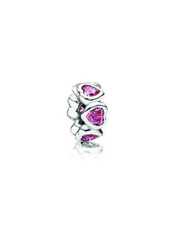 Charm Separador Pandora Corazones Brillantes Rosa