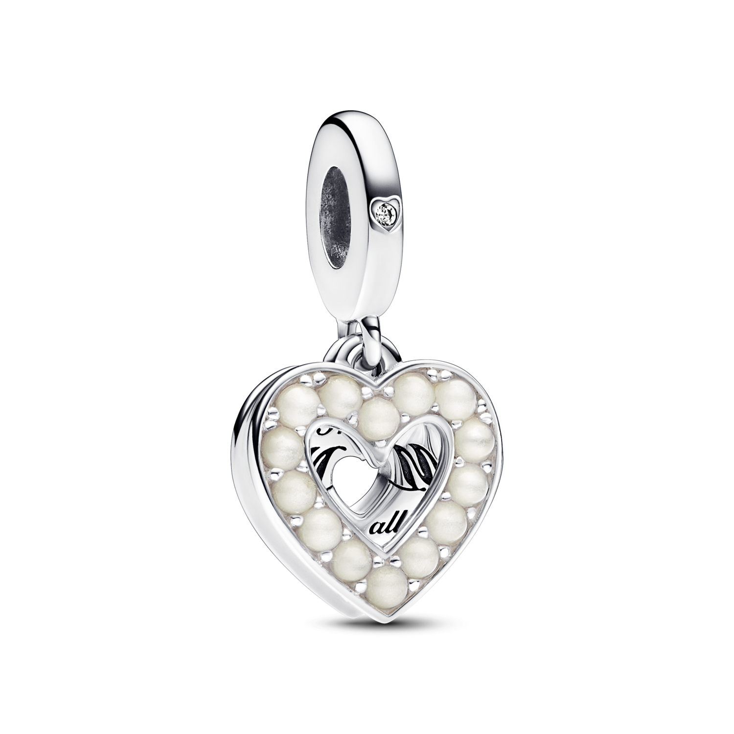Charm Colgante Doble Corazón Blanco Anacarado - vista 1