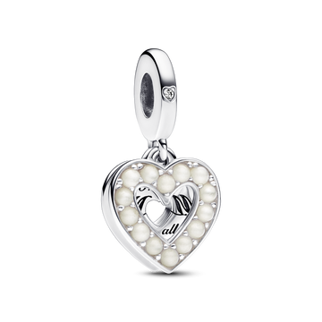 Charm Colgante Doble Corazón Blanco Anacarado - vista 1