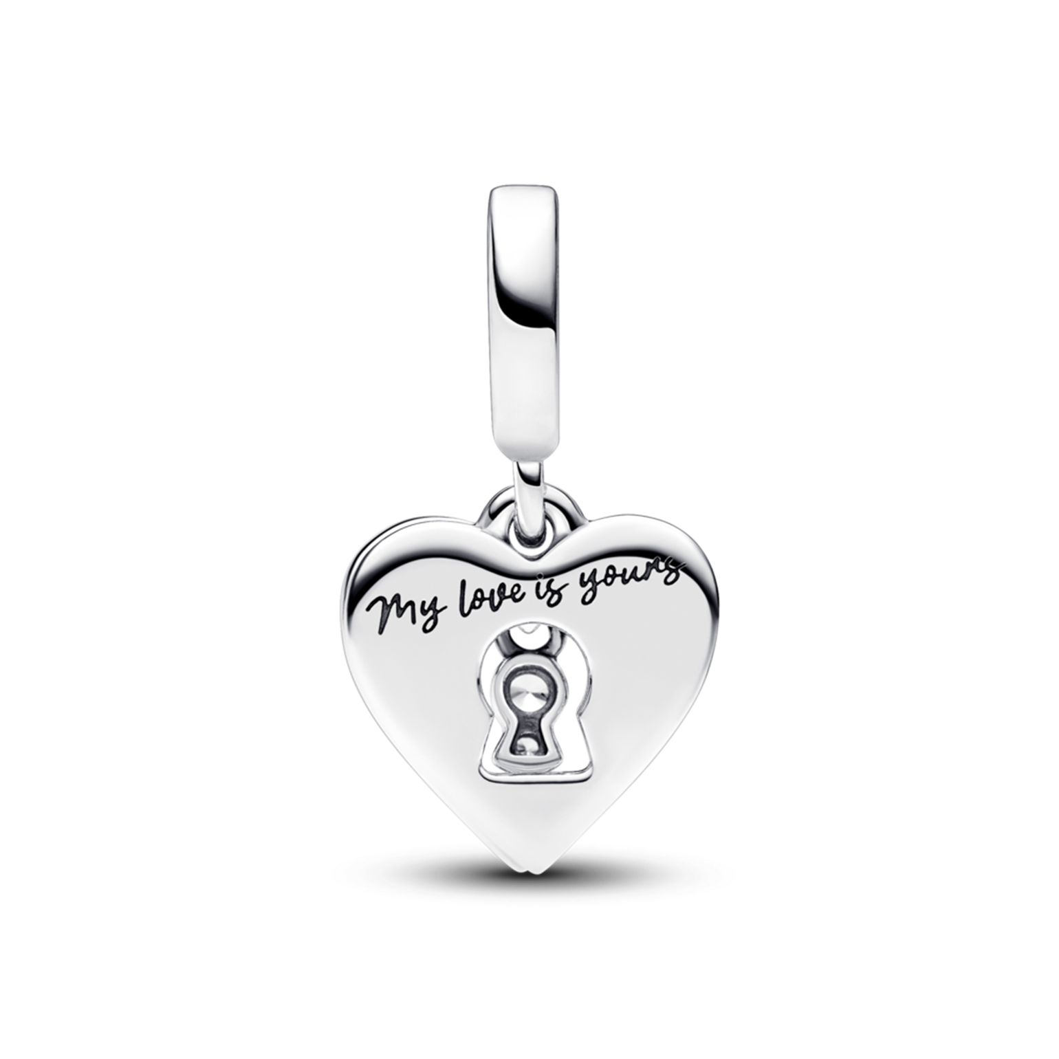 Charm Colgante Doble Corazón Rojo y Cerradura - Vista completa