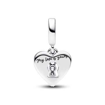 Charm Colgante Doble Corazón Rojo y Cerradura - Vista completa