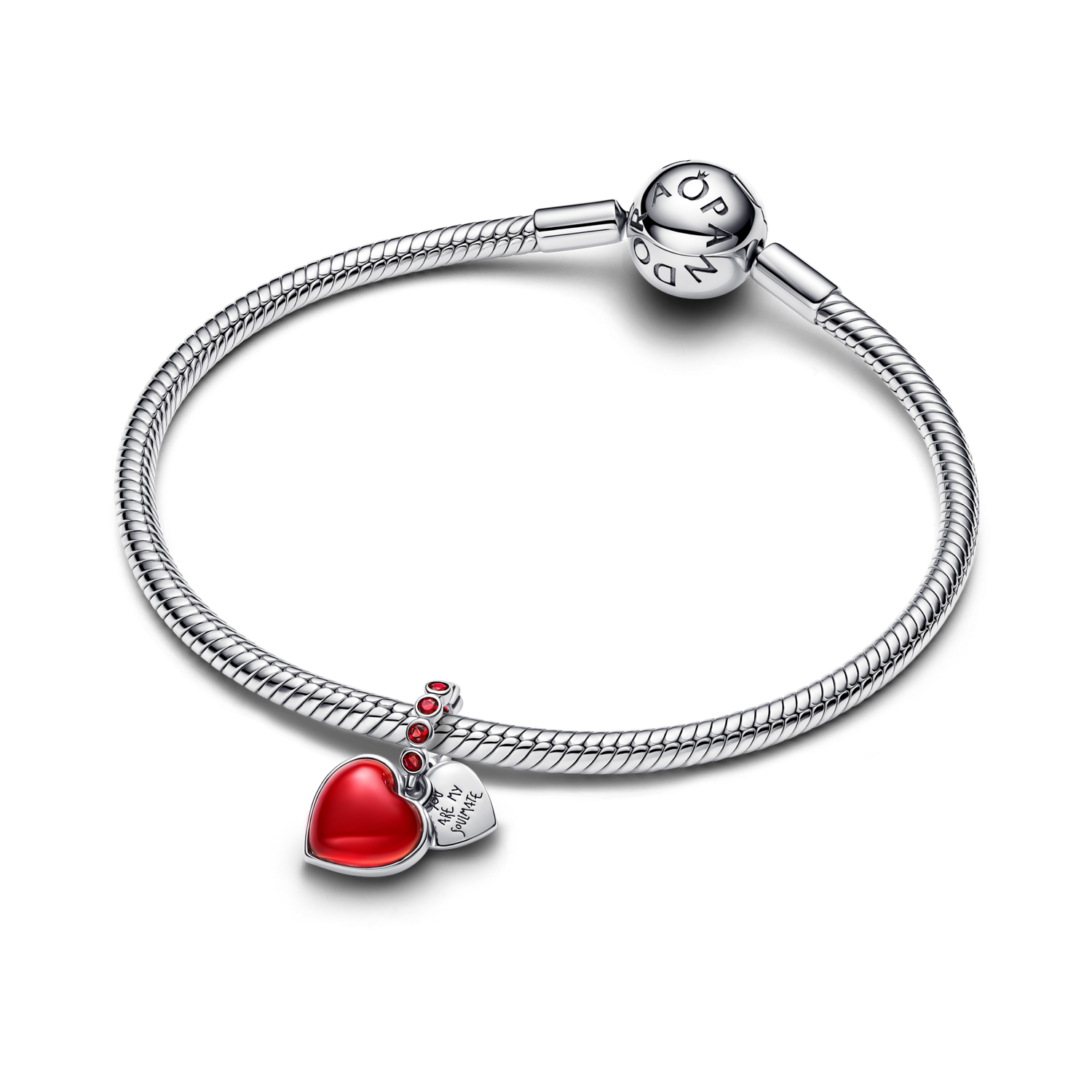 Charm Colgante Doble Corazón Cristal de Murano Rojo - vista 3