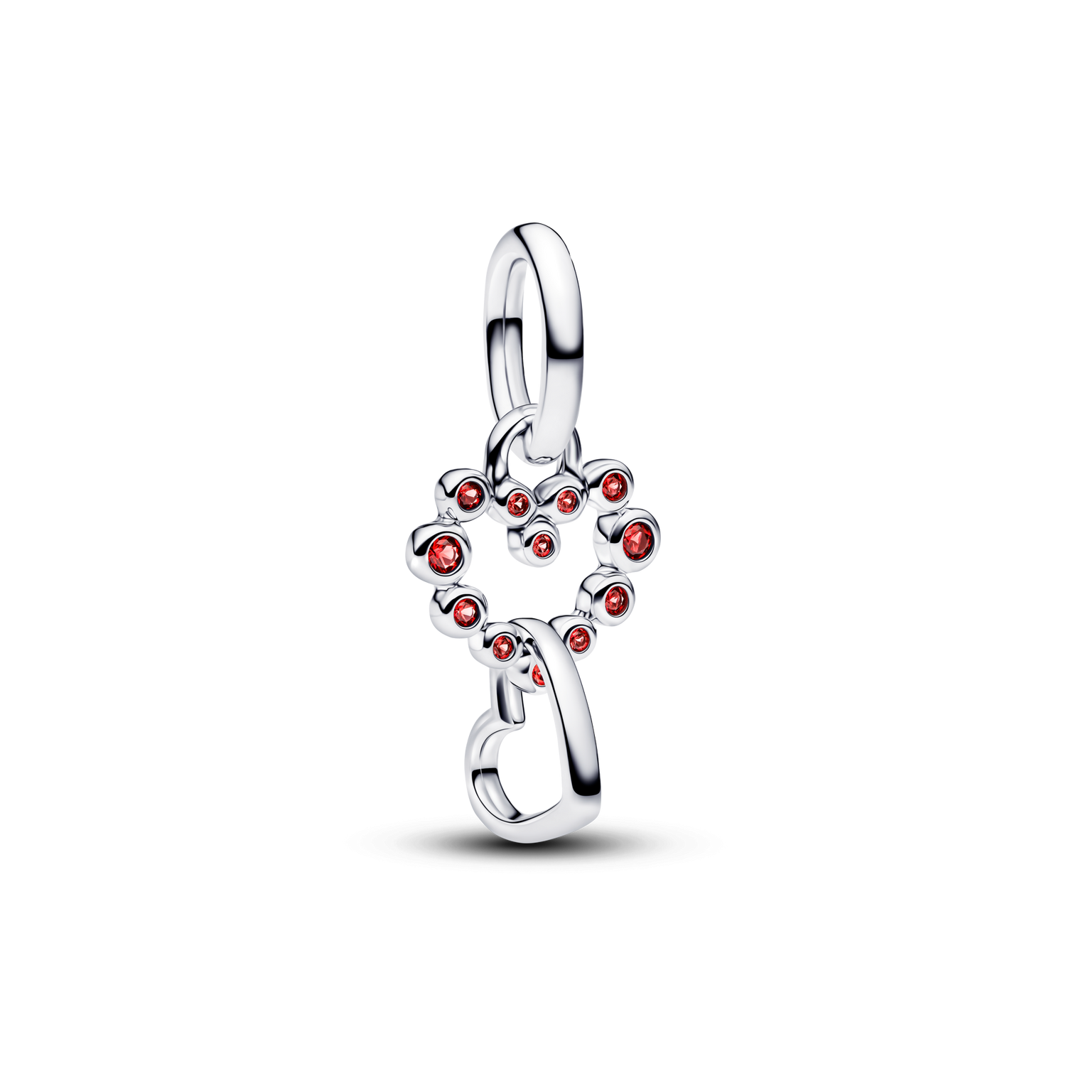 Charm Colgante Corazones Conectados y Gemas Rojas - vista 1