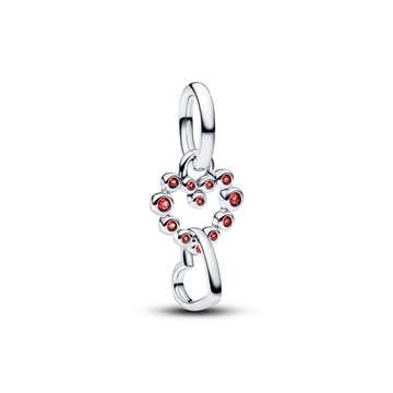 Charm Colgante Corazones Conectados y Gemas Rojas - vista 1