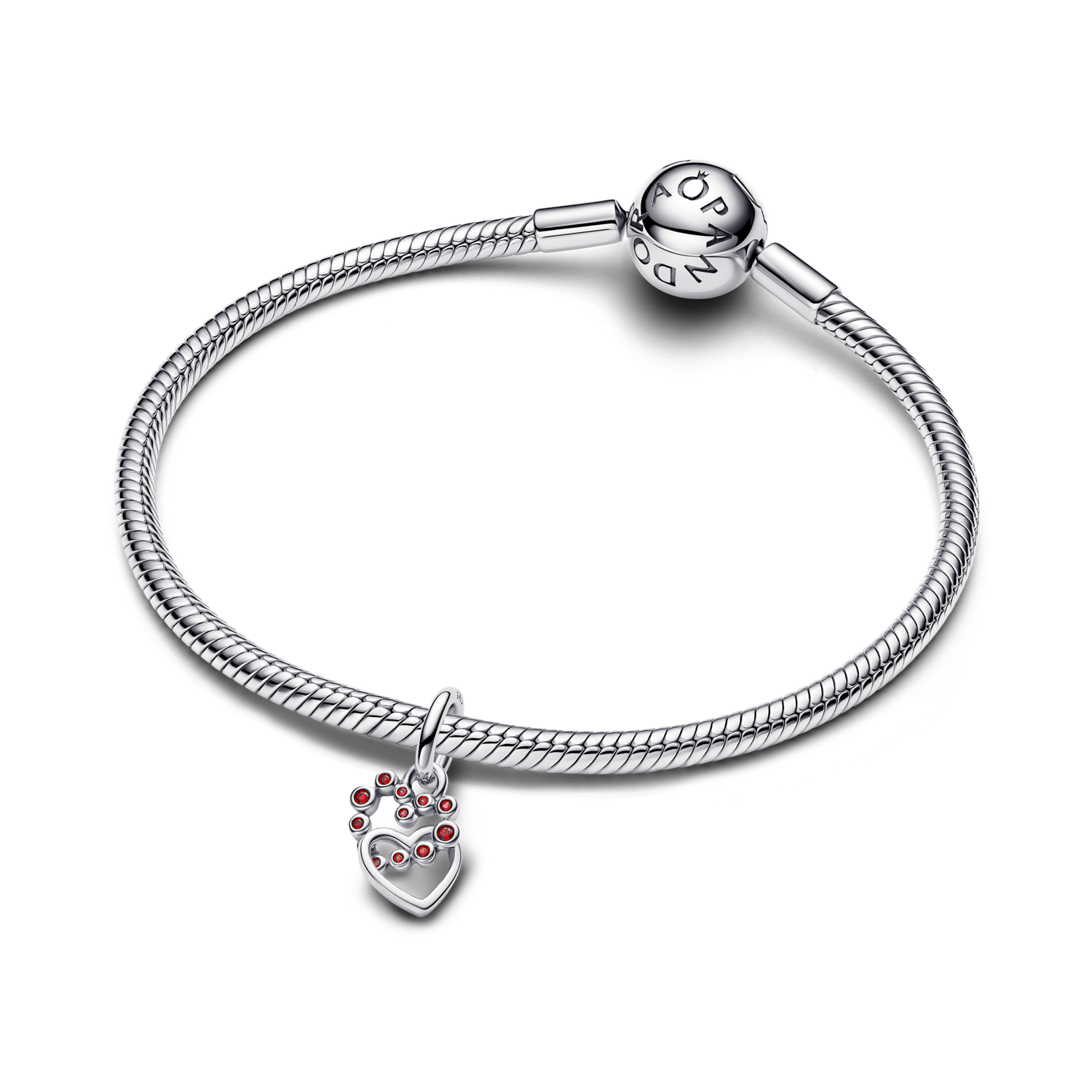 Charm Colgante Corazones Conectados y Gemas Rojas - vista 3