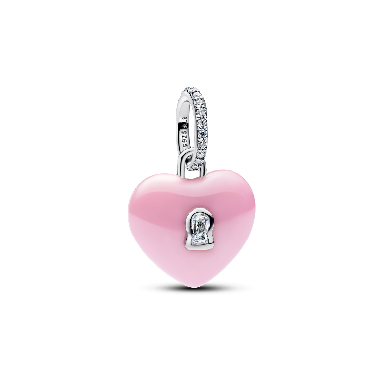 Charm Colgante Candado Corazón Cerámica Rosa - vista 1