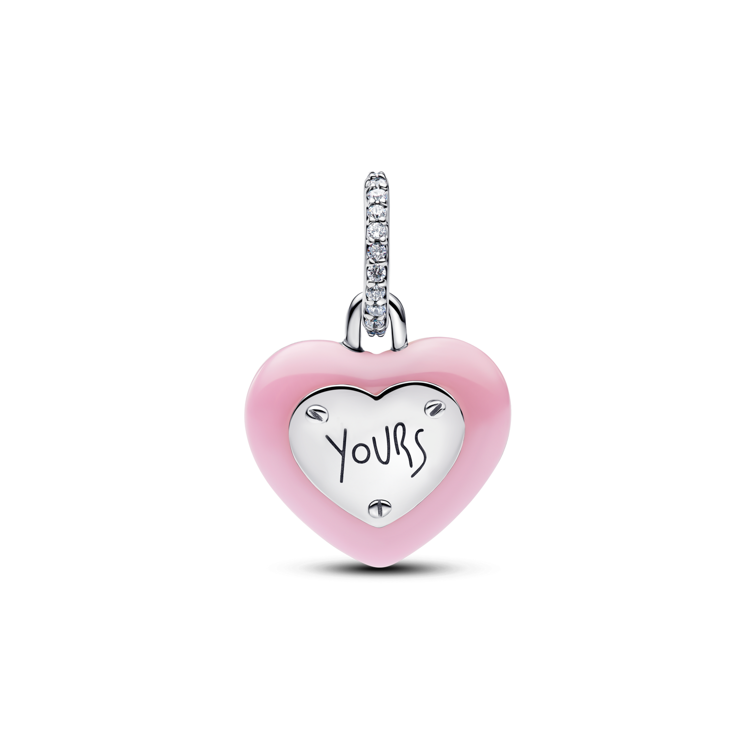 Charm Colgante Candado Corazón Cerámica Rosa - vista 2