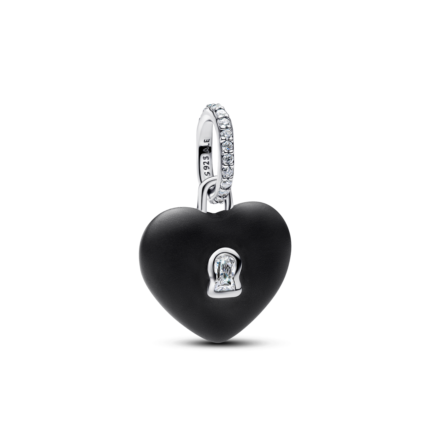 Charm Colgante Candado Corazón Cerámica Negro Mate - vista 1