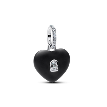 Charm Colgante Candado Corazón Cerámica Negro Mate - vista 1