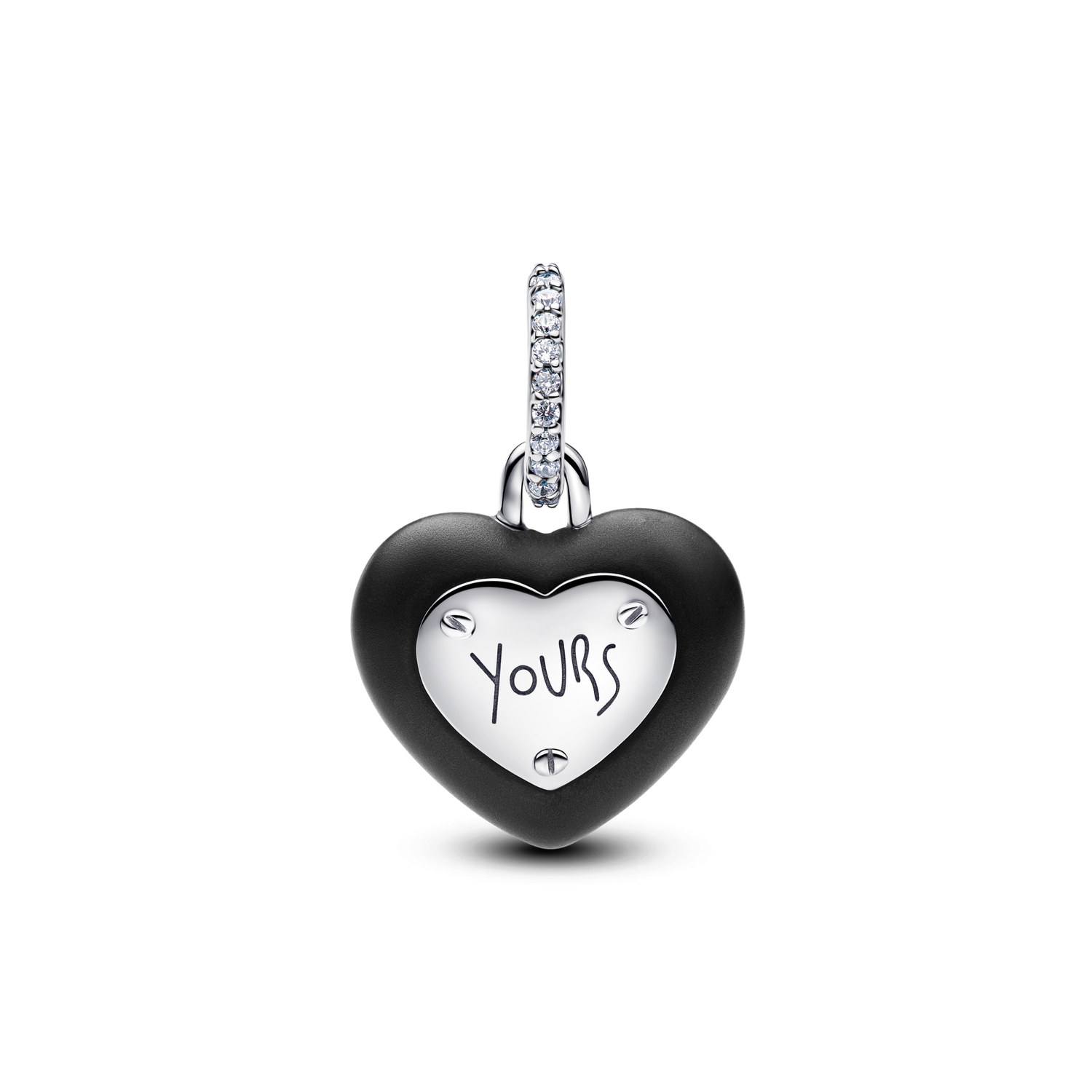 Charm Colgante Candado Corazón Cerámica Negro Mate - vista 2