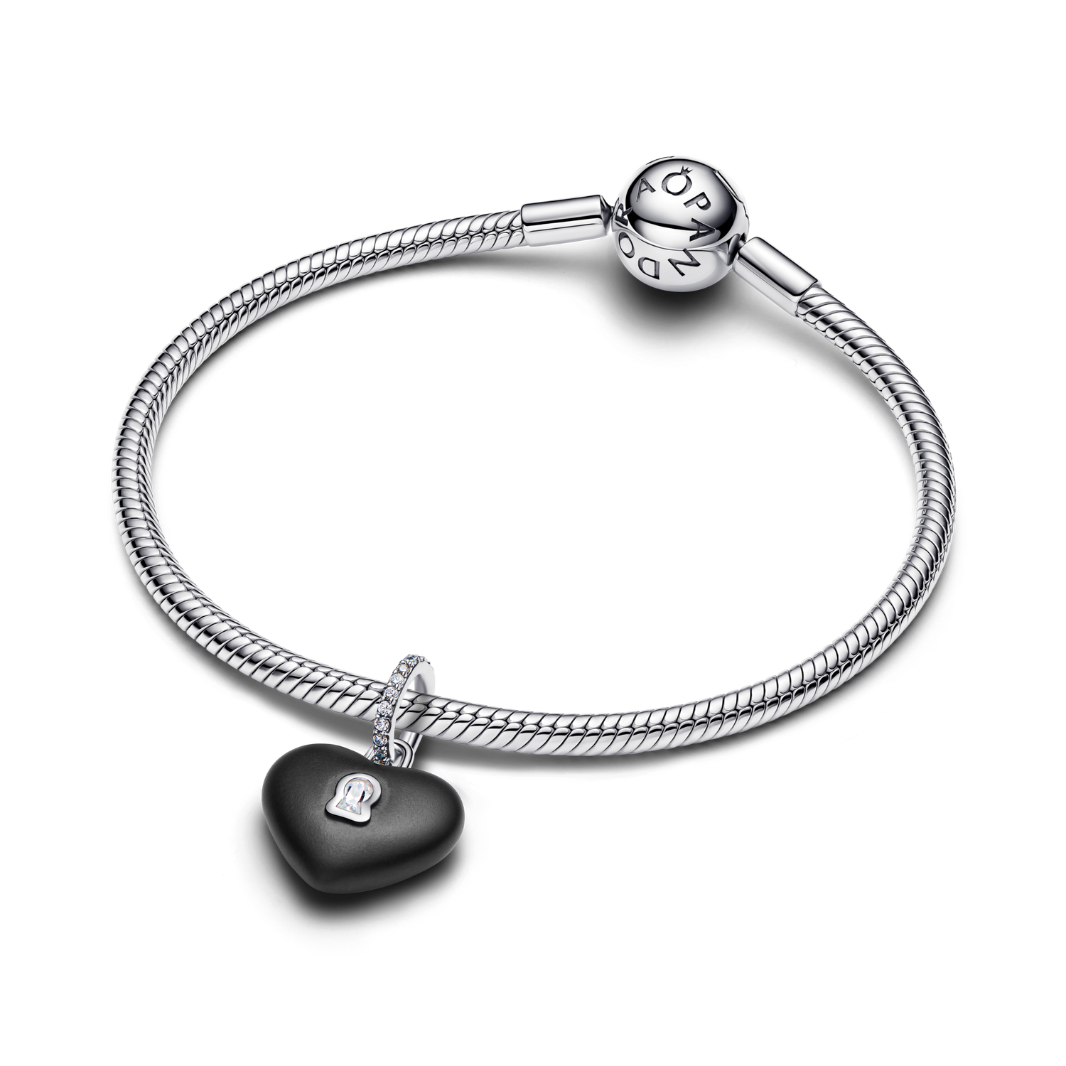 Charm Colgante Candado Corazón Cerámica Negro Mate - vista 3