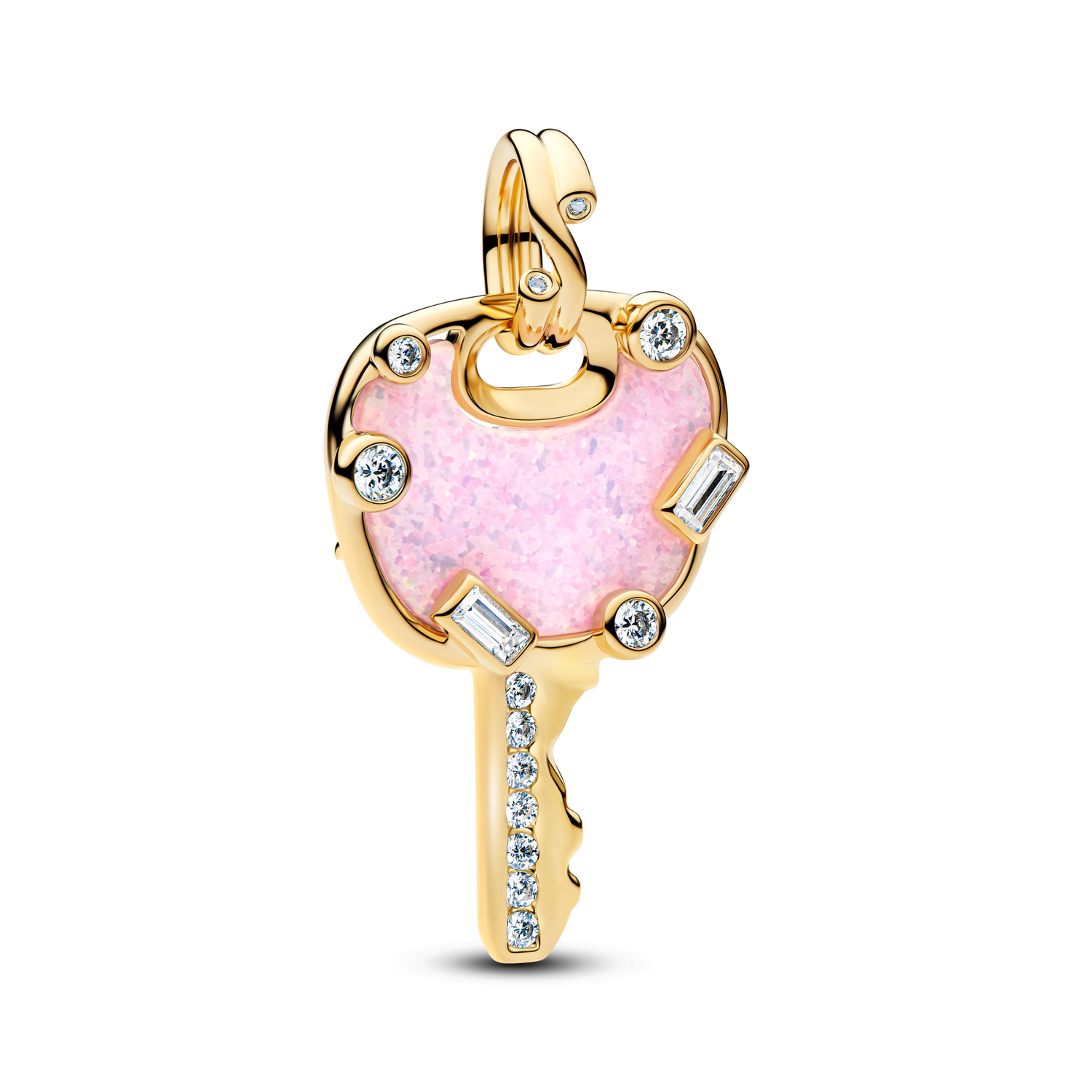 Charm Colgante Grande Llave Amor Rosa Opalescente - vista 1