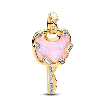 Charm Colgante Grande Llave Amor Rosa Opalescente - vista 1