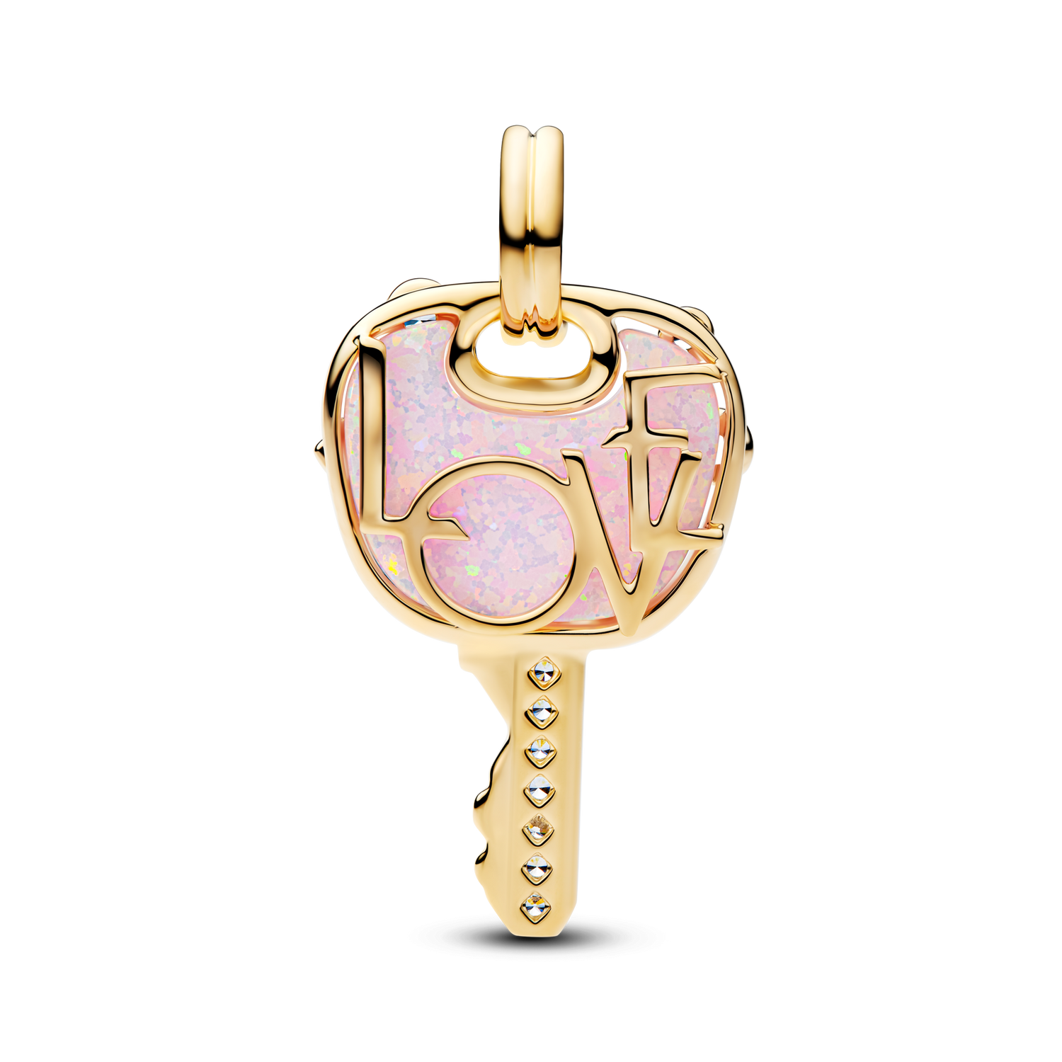 Charm Colgante Grande Llave Amor Rosa Opalescente - vista 2
