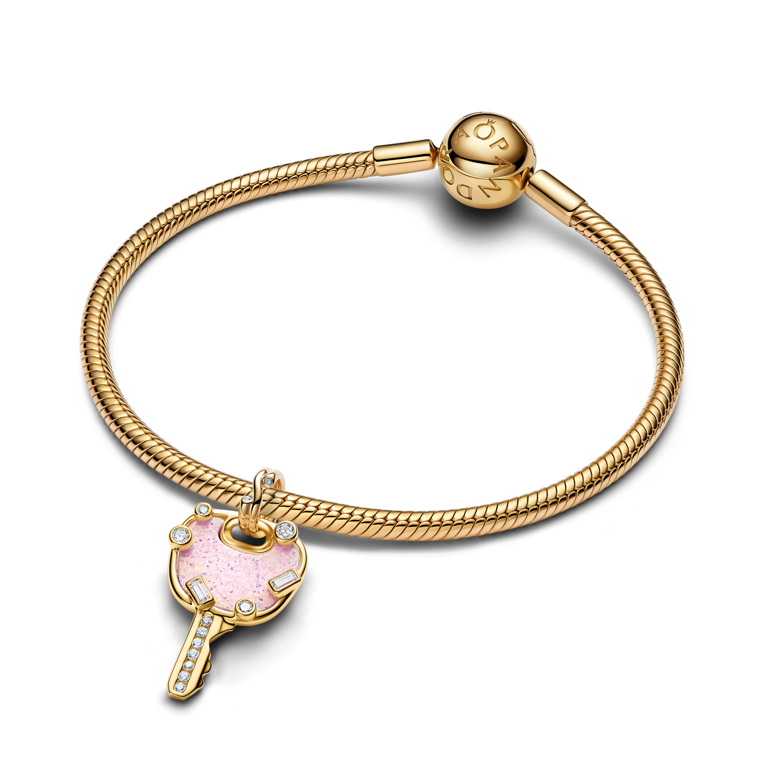 Charm Colgante Grande Llave Amor Rosa Opalescente - vista 3