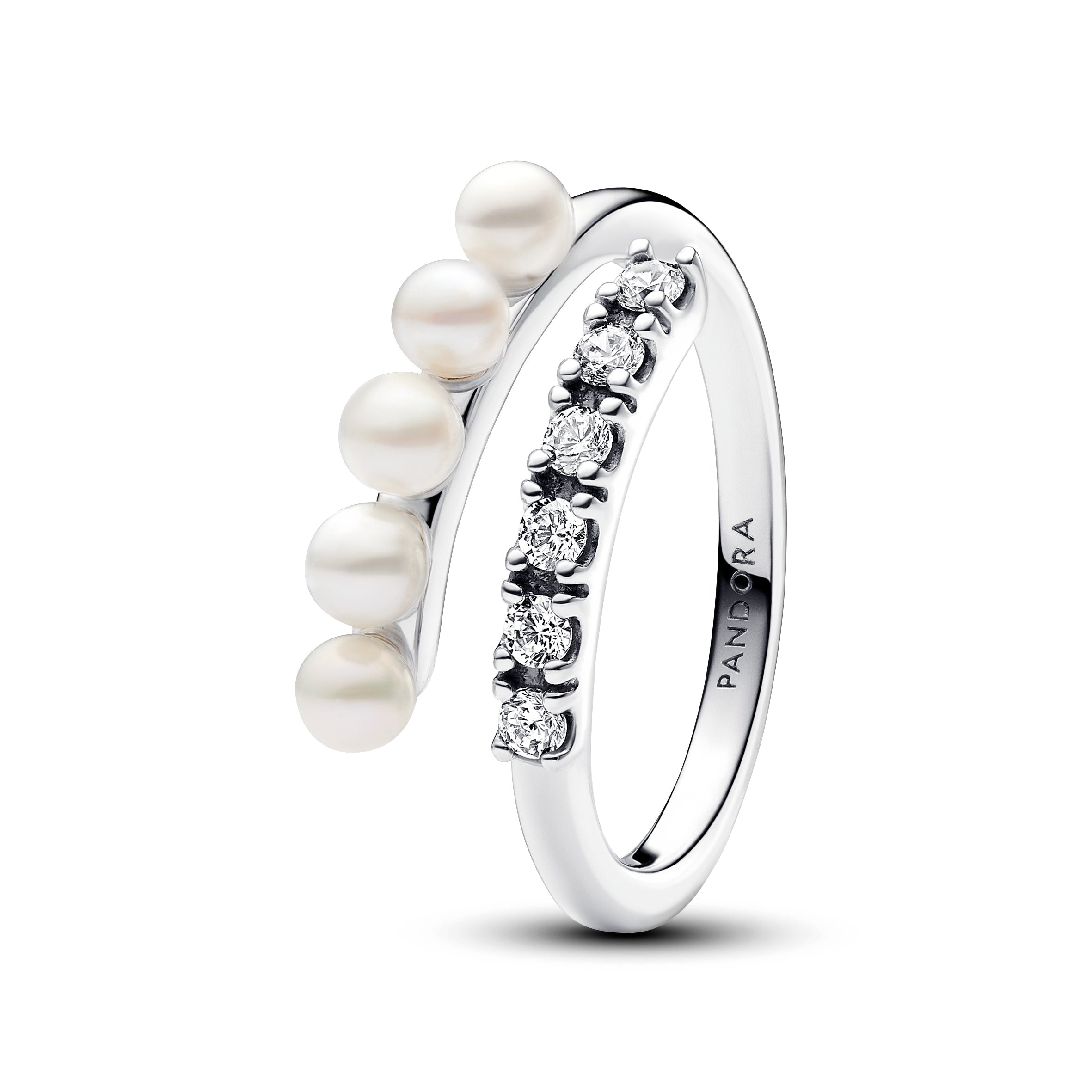 Anillo Abierto Perlas y Pavé