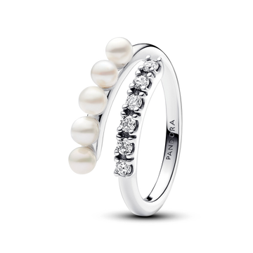 Anillo Abierto Perlas y Pavé