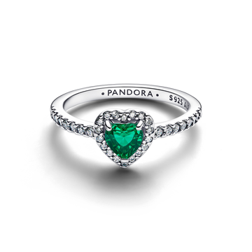Anillo Corazón Elevado Verde