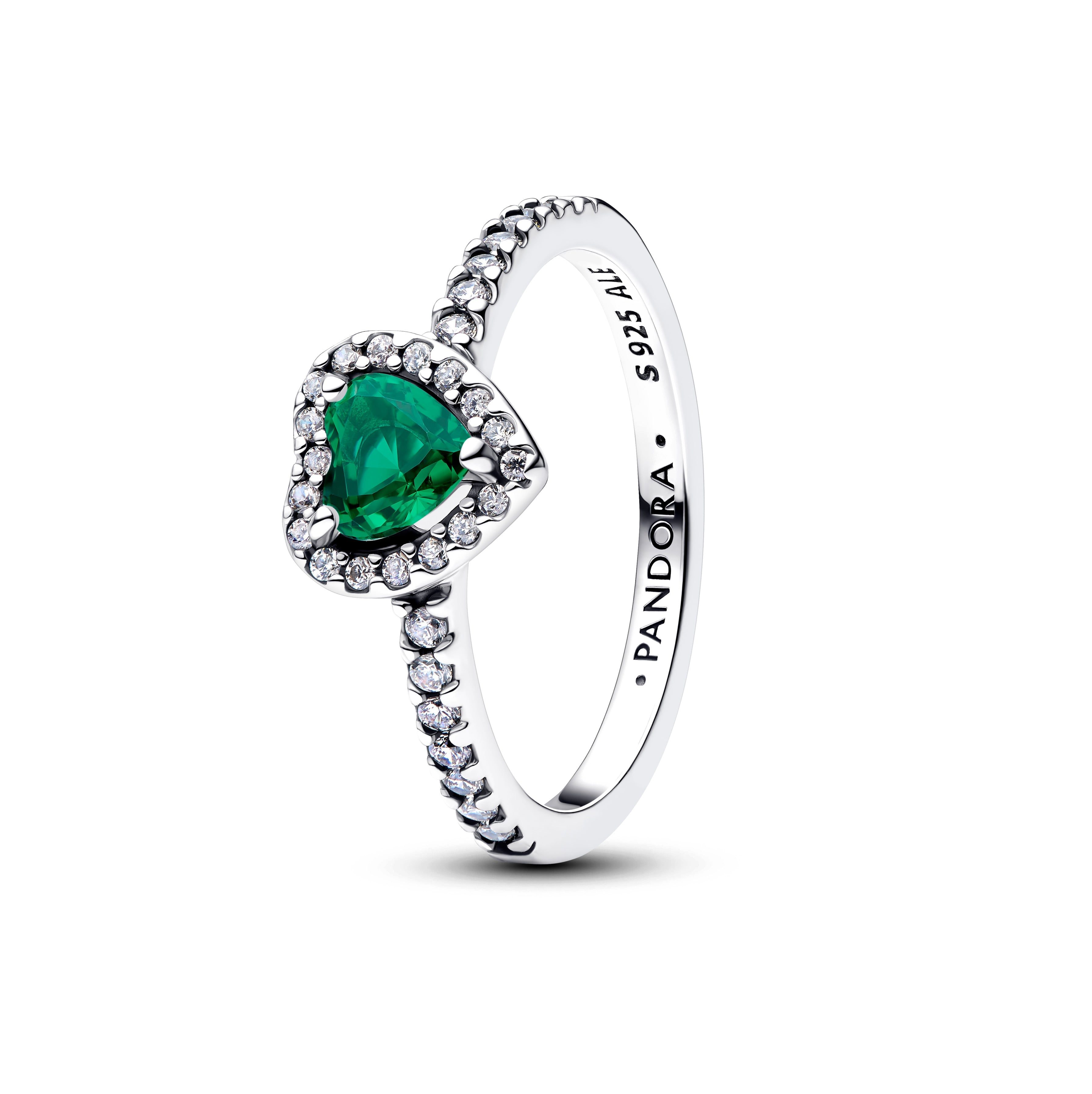 Anillo Corazón Elevado Verde - vista 2