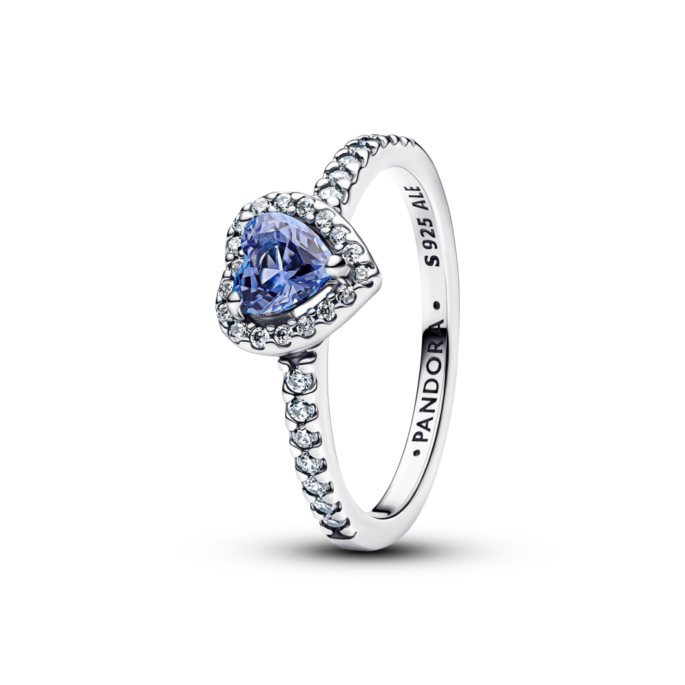 Anillo Corazón Elevado Brillante Azul - vista principal