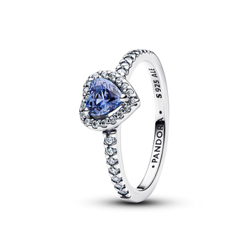 Anillo Corazón Elevado Brillante Azul - vista principal