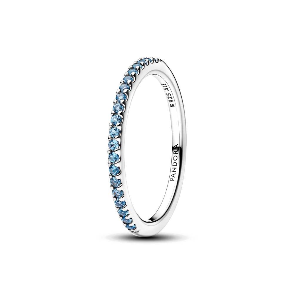 Anillo Media Eternidad Aguamarina Brillante Pandora - vista 1