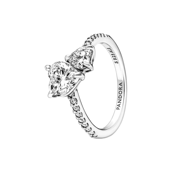 Anillo Doble Corazón Brillante