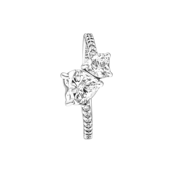 Anillo Doble Corazón Brillante