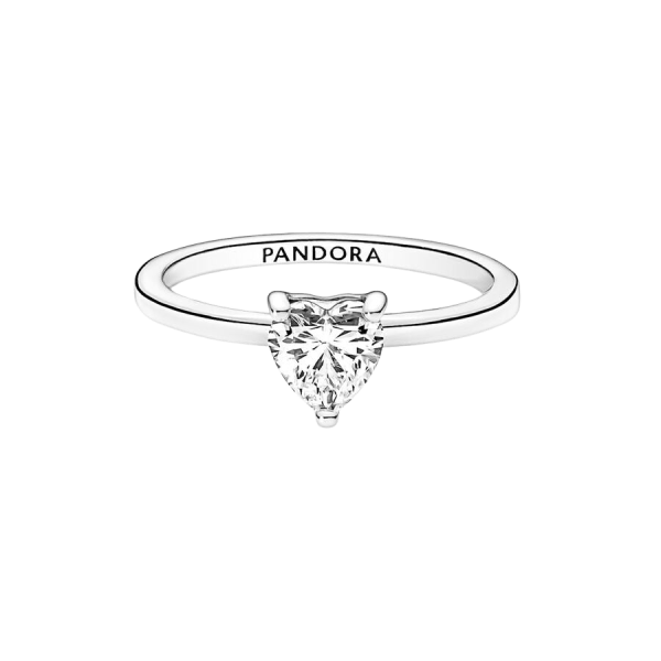 Anillo Solitario Corazón Brillante