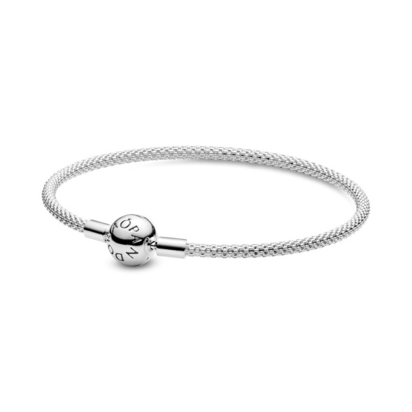 Brazalete con malla metálica de plata esterlina