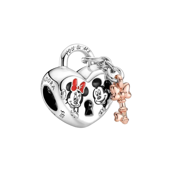 Charm Candado Mickey y Minnie Mouse de Disney