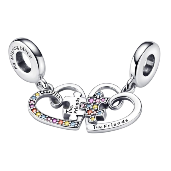 Charm Colgante Divisible Puzzle Corazones de la Amistad