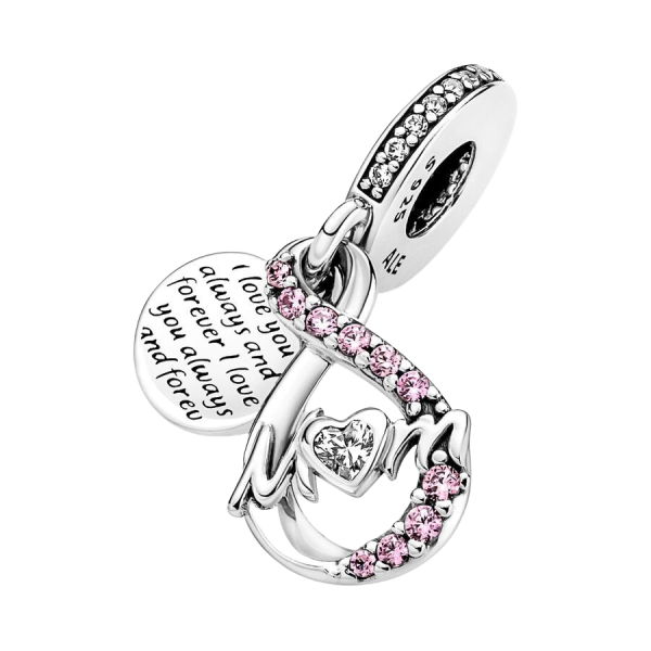 Charm Colgante Doble Mamá Infinito Pavé