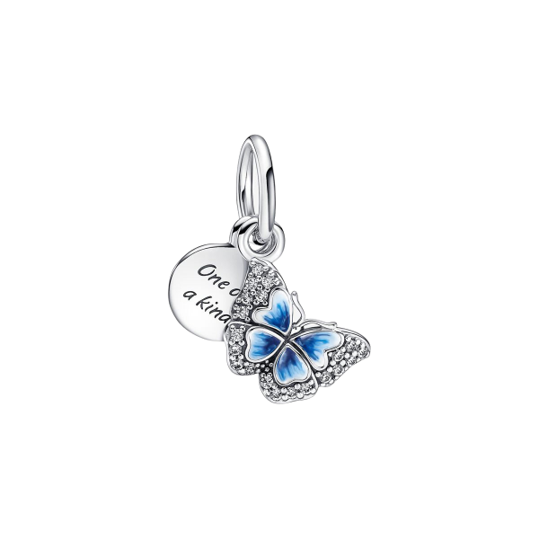Charm Colgante Doble Mariposa Azul y Cita