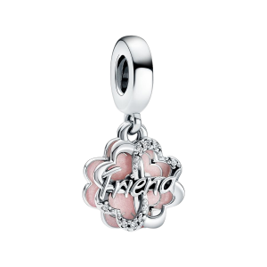 Charm Colgante Doble Trébol de Cuatro Hojas de la Amistad