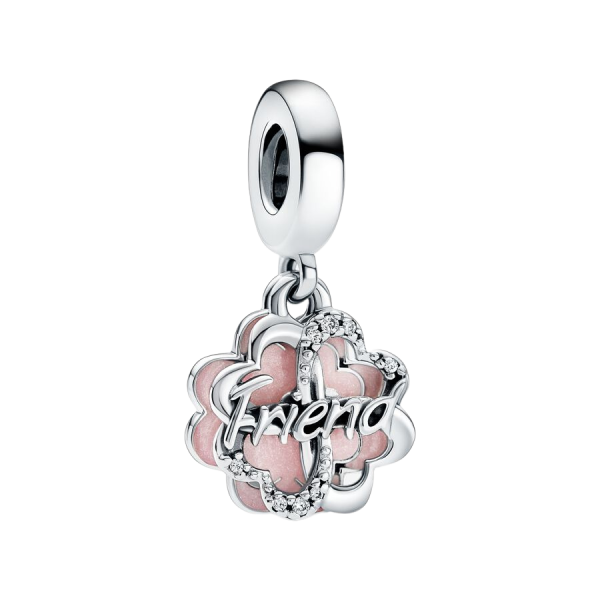 Charm Colgante Doble Trébol de Cuatro Hojas de la Amistad
