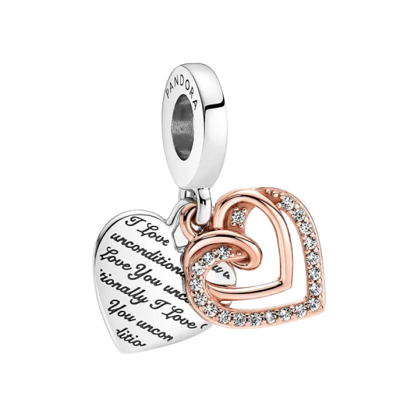 Charm Colgante Doble Corazones Entrelazados